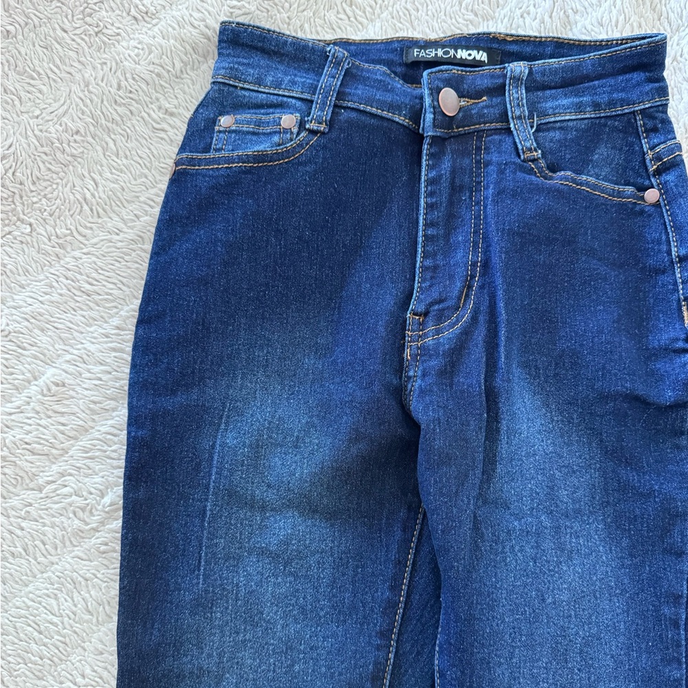 Fashion Nova Dark Blue Straight Leg Jeans